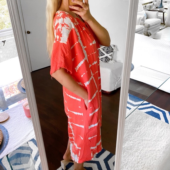 🦀 YFB BOHO CORAL TIE DYE WOVEN BEACH COVERUP! - Picture 3 of 13